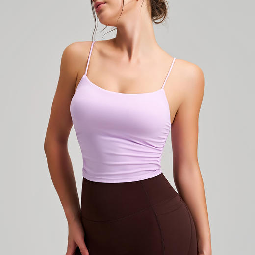 跃牌【安琪拉系列】 新款裸感运动背心双面锦舒适上衣女褶皱健身吊带瑜伽文胸WX1252 商品图3