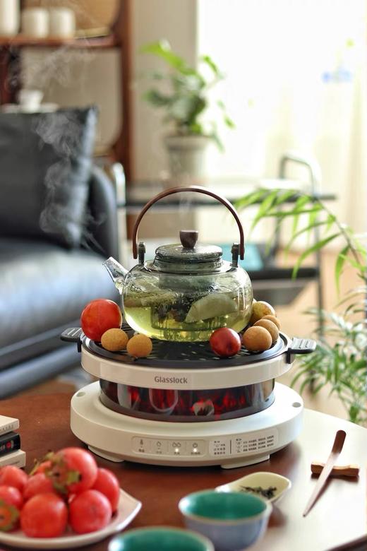 【Glasslock新品围炉煮茶器】比国补再降82！一炉多用=暖茶+温酒+烧烤+取暖+烤火，送原装茶壶+烤网，远红外加热，无明火无排放食品级材质，耐高温微晶面板，三挡温度可调800ml容量，不挑壶具 商品图12