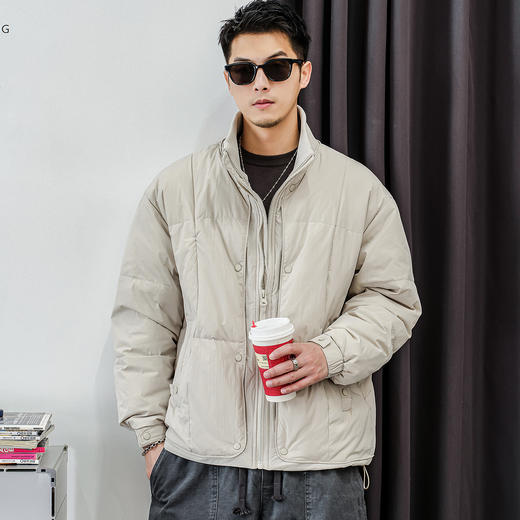 徐太浪【按扣设计 纯色百搭】立领羽绒服男冬季休闲宽松防寒外套 商品图1