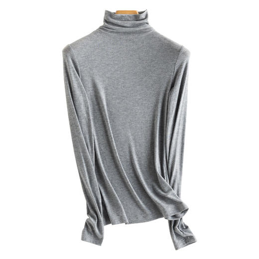 「自」全新升级【铂金会员146/天猫189/差价43】(03201)洛诗琳新款丝光羊毛打底衫2025秋冬修身堆堆领纯色打底上衣 商品图4