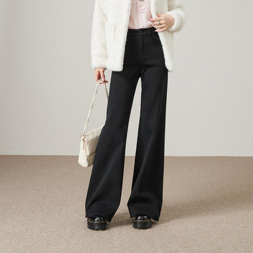 【厚绒-筒喇牛仔】逸阳冬加绒加厚高弹不易褪色拖地喇叭裤7491V 商品图2