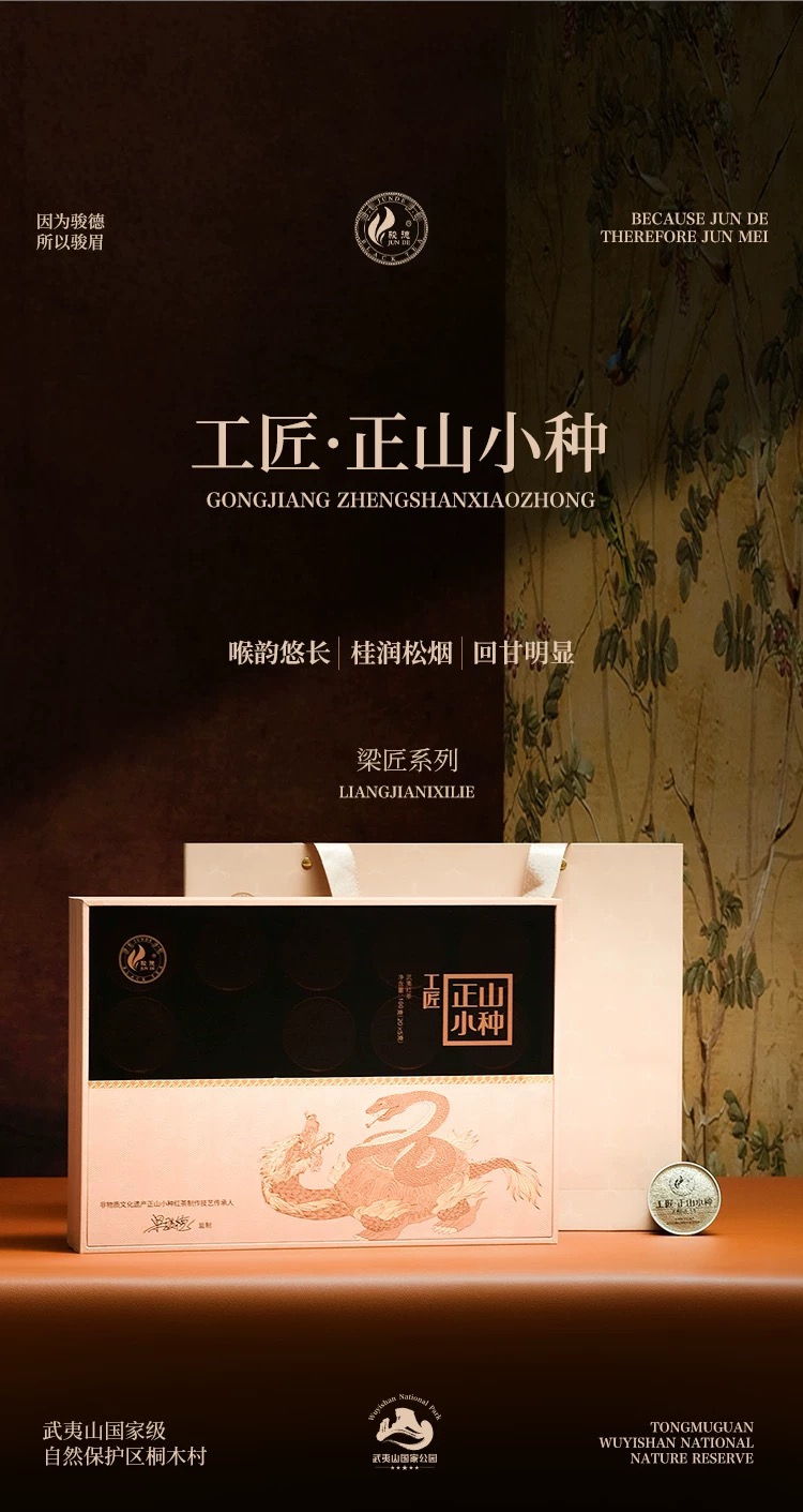 骏德茶业 武夷山红茶茶叶桐木关工匠正山小种100g 