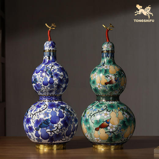 铜师傅《平安福禄》《福禄双全》客厅紫铜葫芦摆件 家居工艺品 商品图0