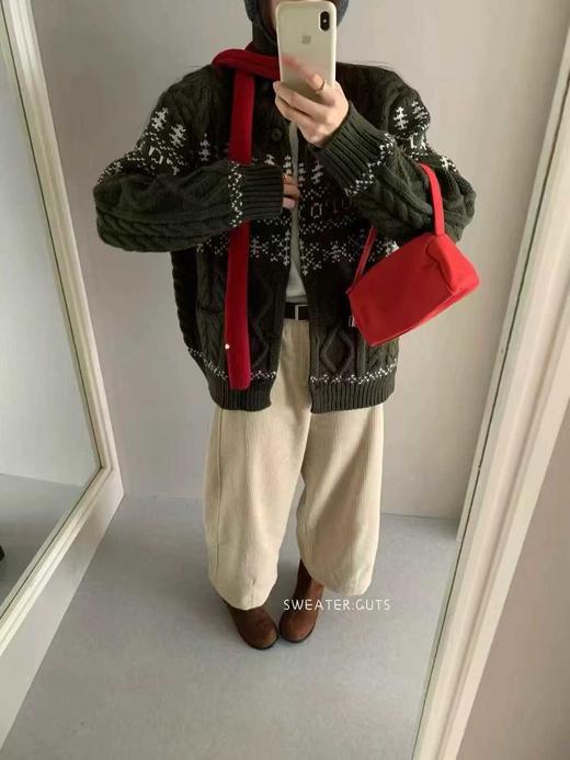 GZ复古费尔岛宽松翻领开衫毛衣(LH)(LD)-纪念日百货168645224 商品图3