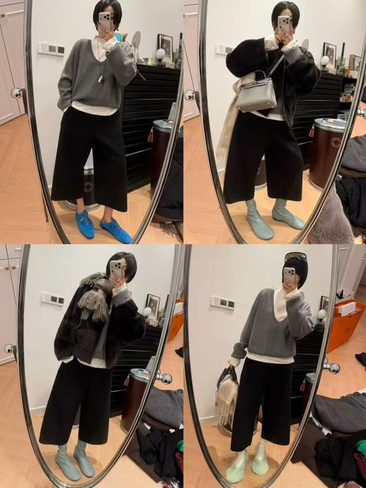 HIDEMI 澳洲美利奴羊毛茧型九分弯刀裤 商品图1