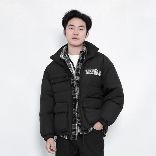 【新品上新】HX 冬季假两件短款立领羽绒服潮流C100440039101 商品图2