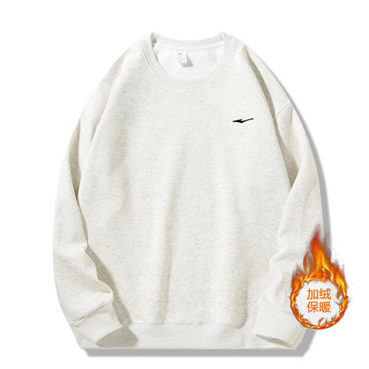 鸿星尔克 420g华棉圆领加绒卫衣情侣款 加绒加厚保暖 9色可选 EK-XW25701R 商品图9