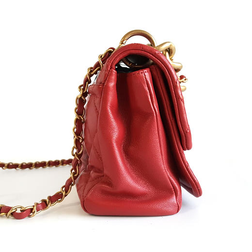 【95新】CHANEL香奈儿AS0937 B01190 N4855红色粗链条豆腐包单肩斜挎包女士 051225NJS05 商品图4