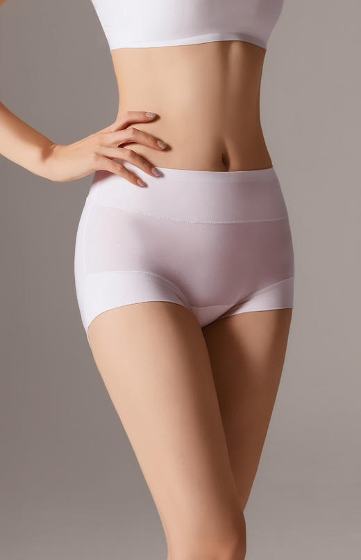 官网259！三条装100S长绒棉无痕高腰女士三角裤舒适透气加长底裆全包臀内裤 商品图2