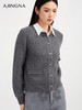【商场同款】阿菁娜冬季新款6A级羊毛开衫金豆纱线之字提花圆领单排扣通勤日常百搭A30D318012 商品缩略图3