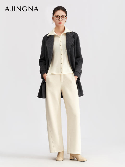 【商场同款】阿菁娜冬季新款万能裤骨感剪裁修饰腿型面料挺括不紧绷A30D110108 商品图0