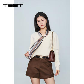 冬上新通勤温柔风质感米白宽松针织毛衣1254106