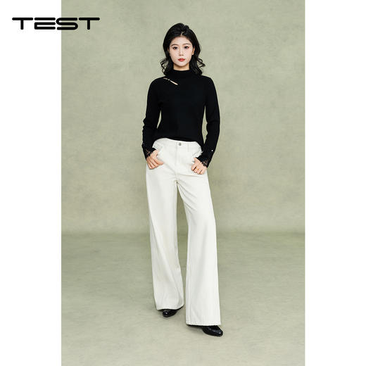 冬上新通勤修身精致镂空半高领打底衫1254136 商品图1