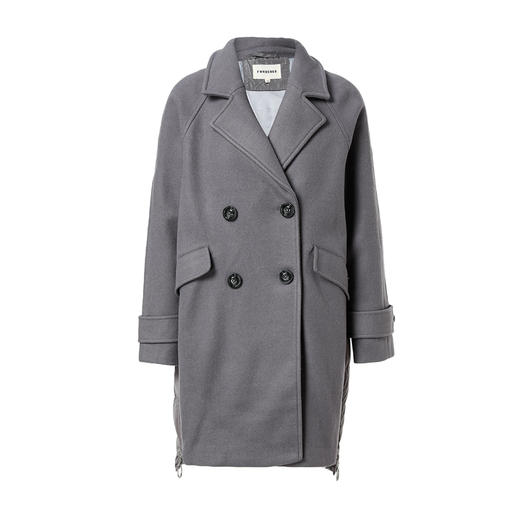 Famecoco范可儿毛呢拼接羽绒服冬季中长保暖白鸭绒女士外套D188AD001 商品图4