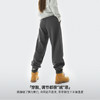 马登深灰色针织加绒厚保暖卫裤抽绳收口束脚休闲直筒长裤子女士冬 商品缩略图2