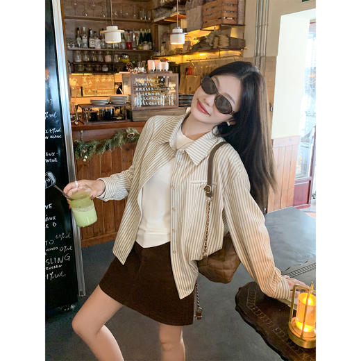 <曾小咸推荐> 现货秒杀！微信超特价！巨好看条纹长袖衬衫 日常169.99 立减90 秒杀79.99！ 商品图1