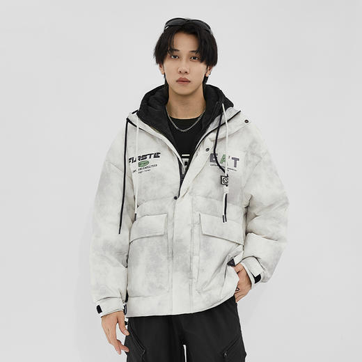 【新品上新】HX 冬季短款带帽羽绒服免洗防水功能宽松阔版C100440036101 商品图5