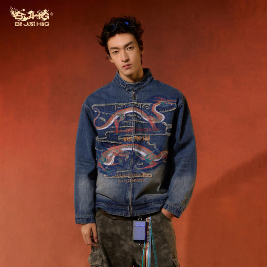 敦煌联名BJHG不计后果重磅牛仔外套男款春宽松美式复古水洗夹克女 商品图0