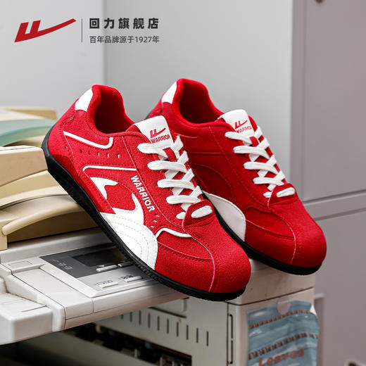 回力德训鞋女2025年冬季新款爆款运动休闲板鞋薄底赛车鞋红色鞋子 商品图1