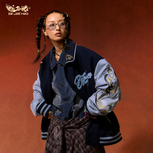 【敦煌联名】BJHG不计后果夹克外套男冬季刺绣印花朋克风棒球服女 商品图2