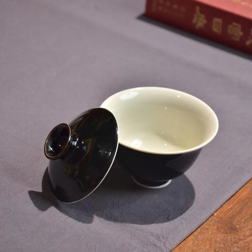 定窑 墨白内白外黑手工盖碗 手工品名杯 商品图1