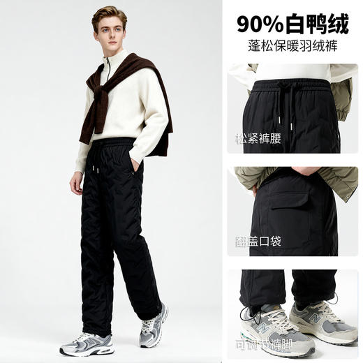 【鸭绒】圣得西2025年冬季男女同款羽绒裤加厚加绒休闲松紧长裤 商品图4