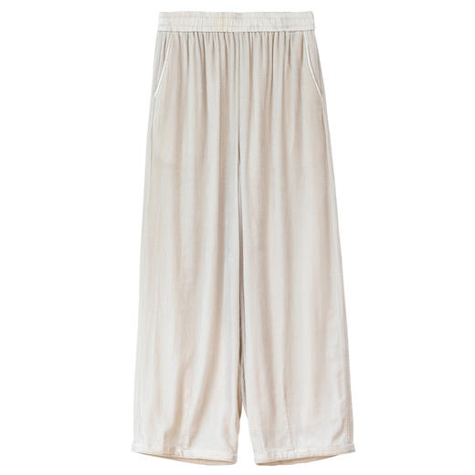 牧衣游原创 丝绒净色裤子女垂感显瘦禅意简约宽松百搭休闲裤 砚池 商品图4