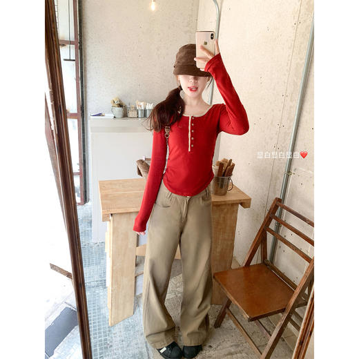 <曾小咸推荐> 现货秒杀！微信超特价！红色长袖打底t恤 日常109.99 立减40 秒杀69.99！ 商品图1