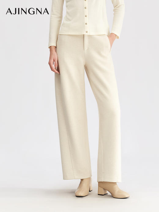 【商场同款】阿菁娜冬季新款万能裤骨感剪裁修饰腿型面料挺括不紧绷A30D110108 商品图4