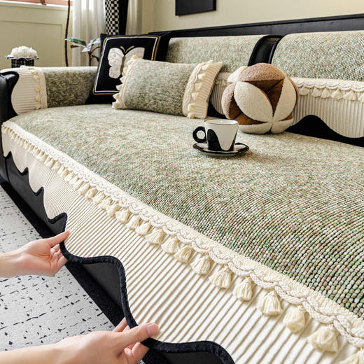 雪尼尔沙发垫 2025高级感一片式直排固定防滑坐垫 商品图0