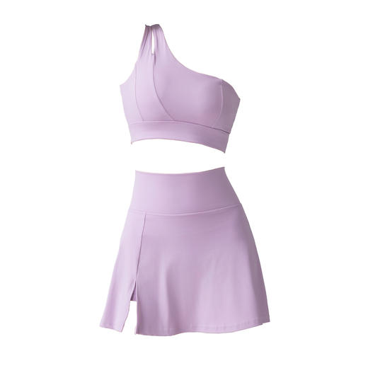 跃牌【安琪拉系列】裸感斜单肩美背背心高腰瑜伽透气迷你网球裙健身套装WX635+DK6358 商品图4