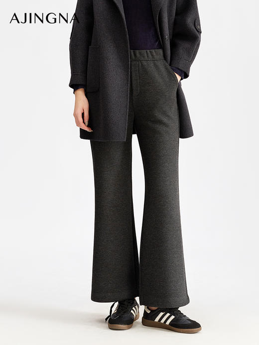 【商场同款】阿菁娜冬季新款微喇裤弹力面料修饰腿型高级感通勤百搭A30D110110 商品图0