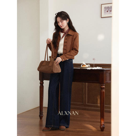 鹿向南「菲林假日」法式长袖针织衫女秋冬修身打底衫燕麦色上衣 商品图4