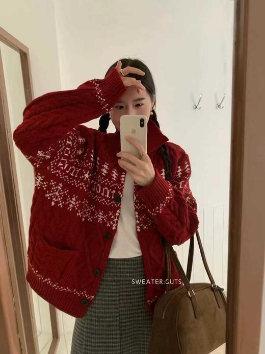 GZ复古费尔岛宽松翻领开衫毛衣(LH)(LD)-纪念日百货168645224 商品图1