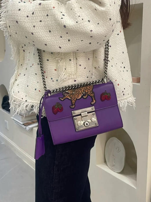 GUCCI Padlock 紫色 孟加拉虎 牛皮 小号 月光宝盒 商品图1