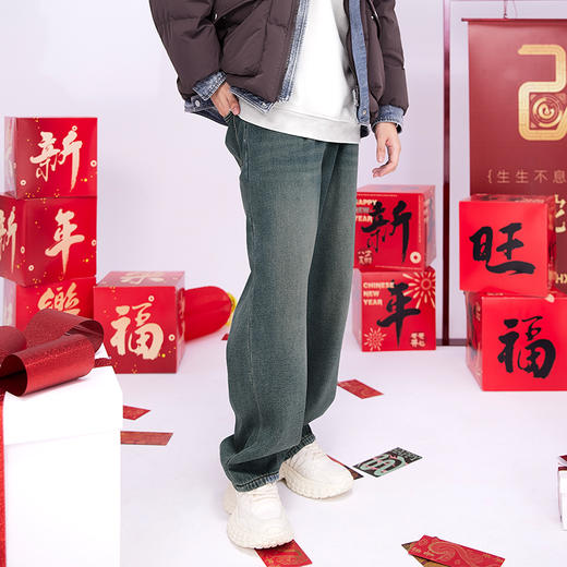 HX 冬季水洗直筒牛仔长裤加绒C201440058101 商品图1