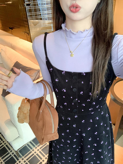 <曾小咸推荐> 现货秒杀！微信超特价！复古黑色碎花吊带连衣裙 日常199.99 立减100 秒杀99.99！紫色打底衫 日常99.99 立减40 秒杀59.99！ 商品图7