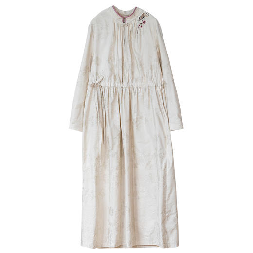 牧衣游原创 29姆米重磅真丝混纺提花手工刺绣连衣裙宽松古朴 述光 商品图4