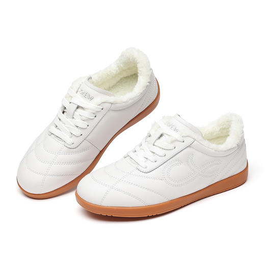 信诺真皮小白鞋女秋冬加绒保暖棉鞋软底防滑妈妈鞋5M1655-8Z 商品图3