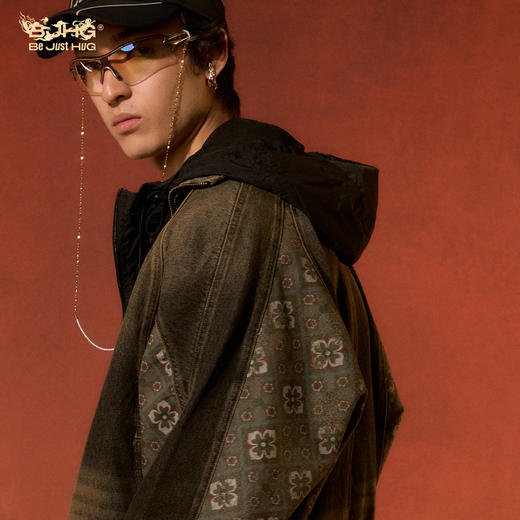 敦煌联名BJHG不计后果牛仔外套男冬季潮牌美式复古水洗印花夹克女 商品图3