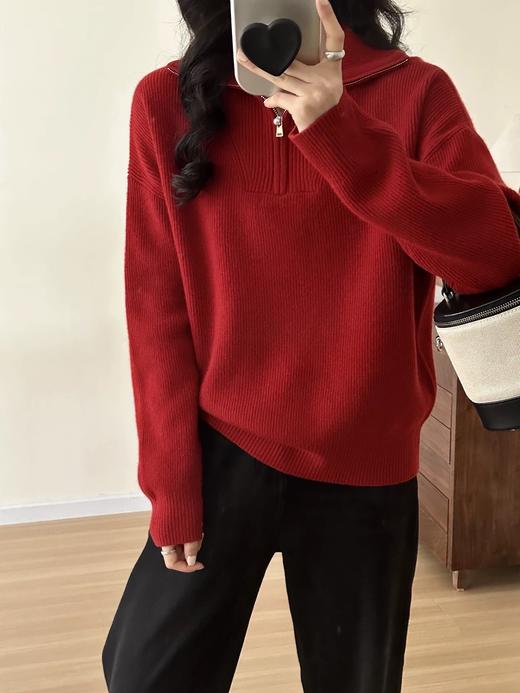 二店y 【JS3699138】圣诞新年战衣~小禾家 ，半拉链翻领加厚羊毛针织衫套头毛衣 商品图7