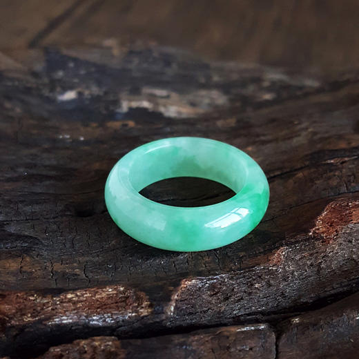 【天然正品】A货翡翠天然无杂裂细腻糯种绿色翡翠戒指指环19号中性 021225NJM19 商品图4