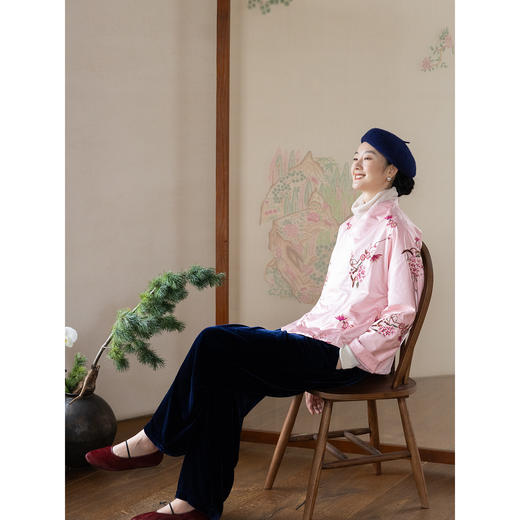 牧衣游原创 丝棉匹绣夹棉棉服女新款禅意复古中式棉衣保暖 闻序辞 商品图2