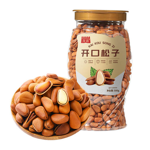 万达开口松子500g*1罐每日坚果干果罐装坚果松子坚果量贩原味礼物送礼 商品图0