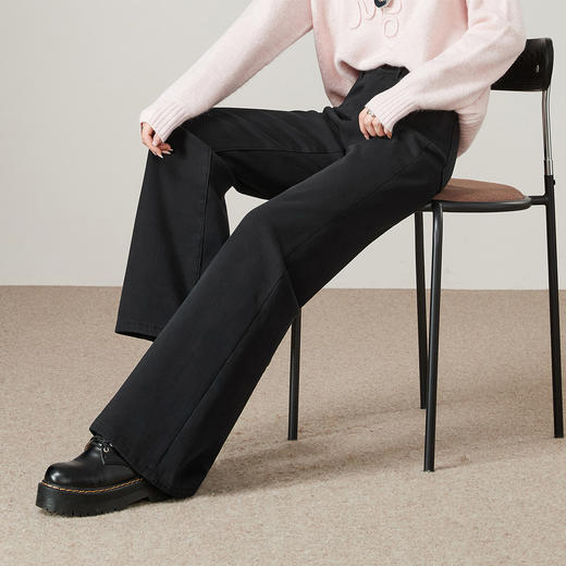 【厚绒-筒喇牛仔】逸阳冬加绒加厚高弹不易褪色拖地喇叭裤7491V 商品图7