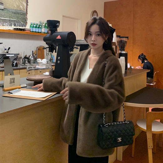 秋冬新款高级仿貂毛柔软宽松显瘦保暖百搭气质毛毛皮草外套女大衣 商品图2