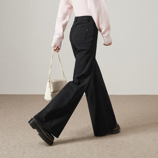 【厚绒-筒喇牛仔】逸阳冬加绒加厚高弹不易褪色拖地喇叭裤7491V 商品图4