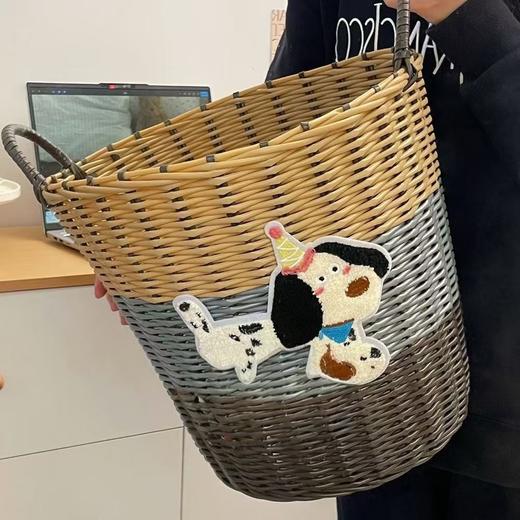 【敲大容量紧密编织❗️可爱卡通图案设计】脏衣篮大容量可爱小狗仿藤编脏衣篓浴室玩具洗衣筐编织收纳筐。jb 商品图4