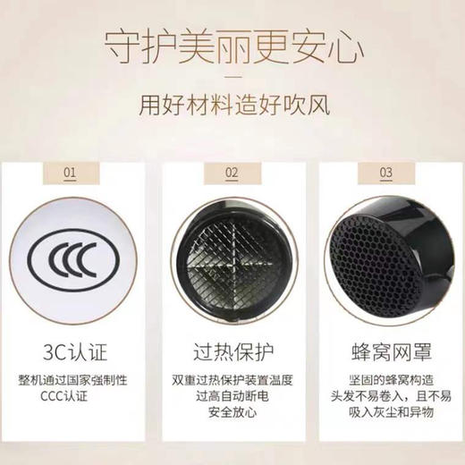 超人吹风机家用大功率电吹风2200W冷热风学生宿舍吹风筒RD2201 商品图1