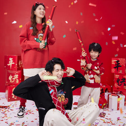 【断码清仓】HX 冬季圆领毛衫新年氛围C107440039101/02 商品图1